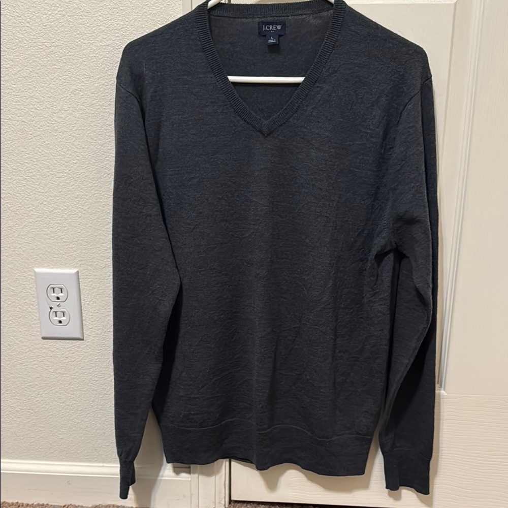 J. Crew Men's Gray V-Neck Sweater